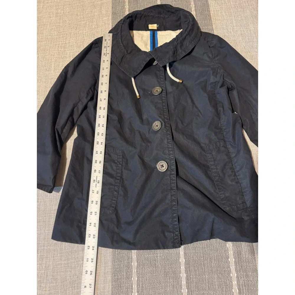 J Crew Navy Blue Cotton Waxed Look Utility Jacket‎ Womens Size 6